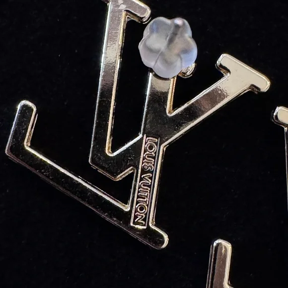 Louis Vuitton GOLD Logo Earrings - Picture 2 of 2